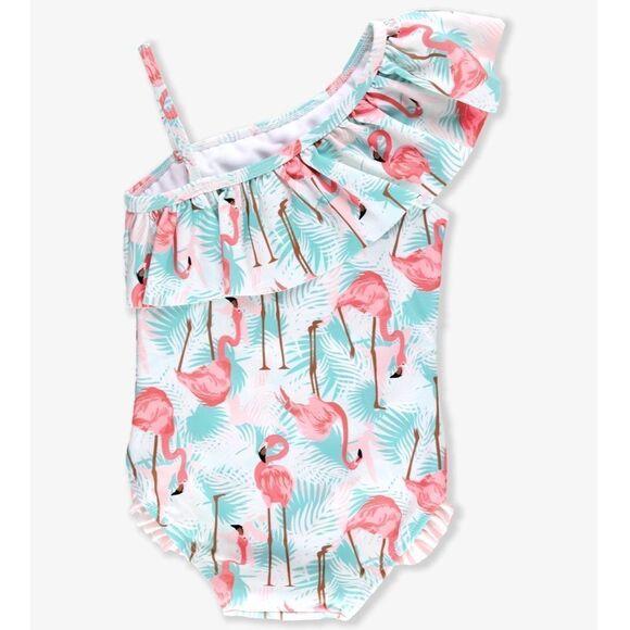 Ruffle Butts One Shoulder Ruffle One Piece Vibrant Flamingo 4T‎ NWT in packaging - Picture 6 of 9